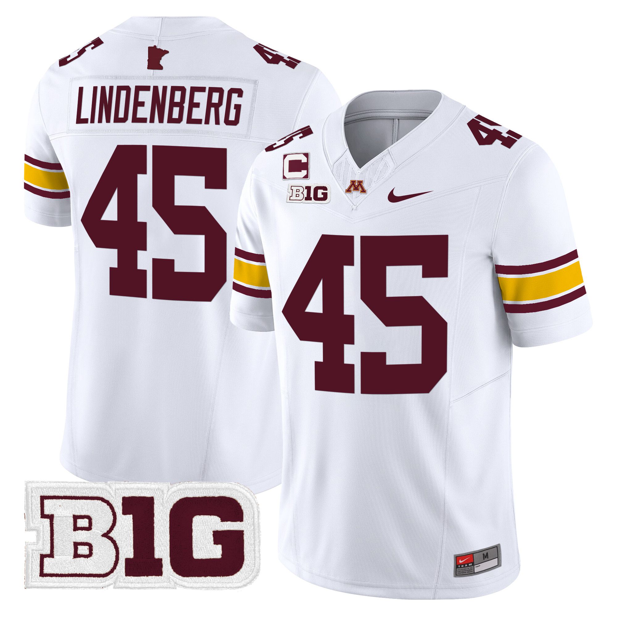 Men Minnesota Golden Gophers #45 Lindenberg White Nike 2024 Vapor Limited NCAA Jersey